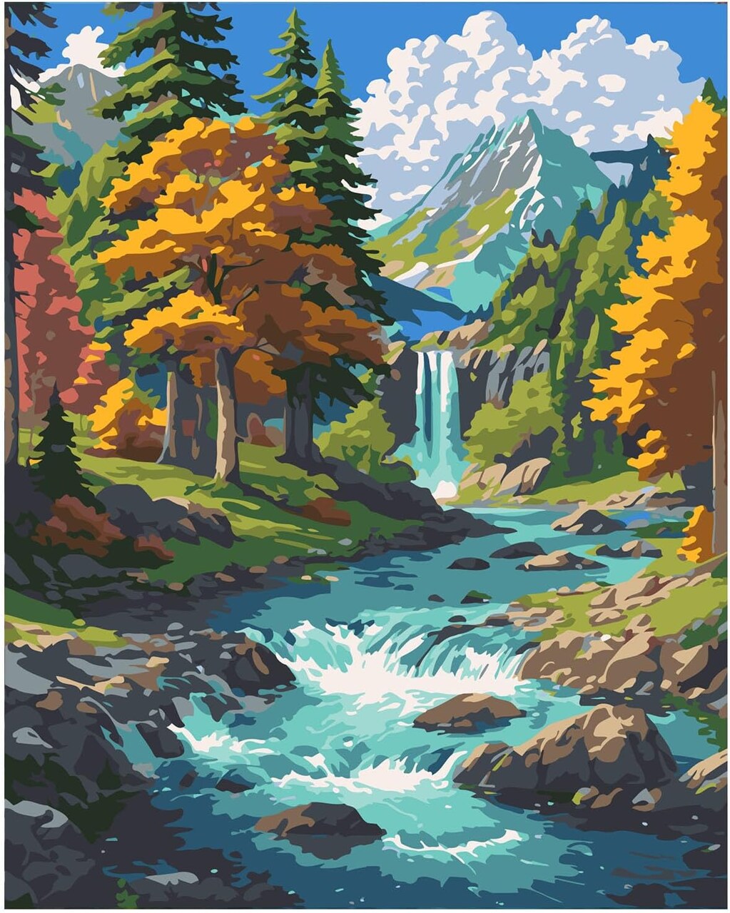Mountain Stream Paint by Numbers Kit for Adults Mountains Canvas Painting Kit Beginner Landscape Oil Paint by Number Kits National Parks Kit for Adults Beginners 16x 20 in